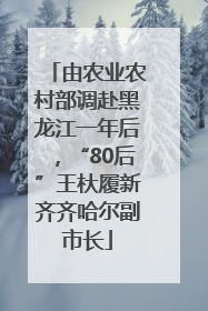 由农业农村部调赴黑龙江一年后，“80后”王杕履新齐齐哈尔副市长