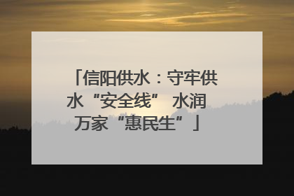 信阳供水：守牢供水“安全线” 水润万家“惠民生”