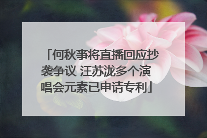 何秋亊将直播回应抄袭争议 汪苏泷多个演唱会元素已申请专利