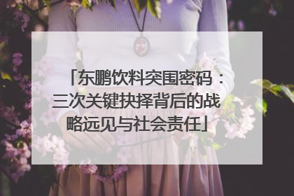 东鹏饮料突围密码：三次关键抉择背后的战略远见与社会责任