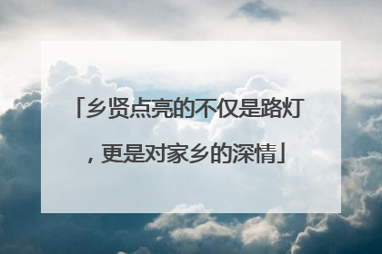 乡贤点亮的不仅是路灯，更是对家乡的深情