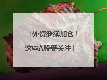 外资继续加仓！这些A股受关注