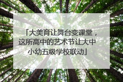 大美育让舞台变课堂，这所高中的艺术节让大中小幼五级学校联动