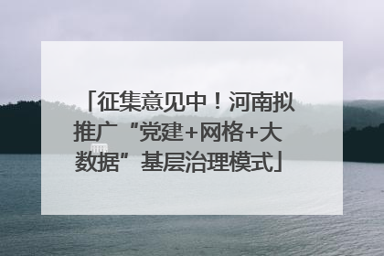 征集意见中！河南拟推广“党建+网格+大数据”基层治理模式