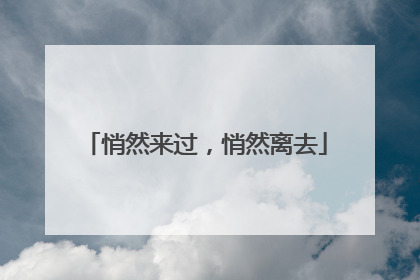 悄然来过，悄然离去