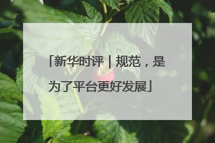新华时评｜规范，是为了平台更好发展