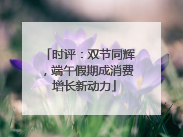 时评：双节同辉，端午假期成消费增长新动力
