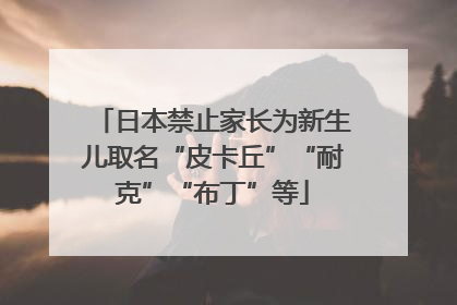 日本禁止家长为新生儿取名“皮卡丘”“耐克”“布丁”等