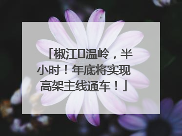 椒江⇌温岭，半小时！年底将实现高架主线通车！