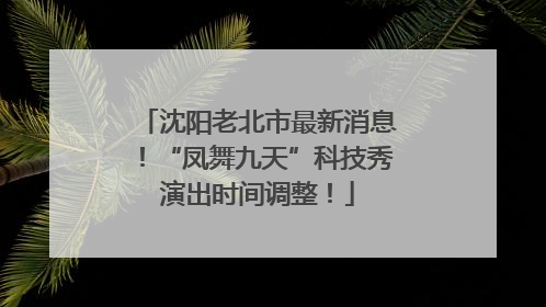 沈阳老北市最新消息！“凤舞九天”科技秀演出时间调整！