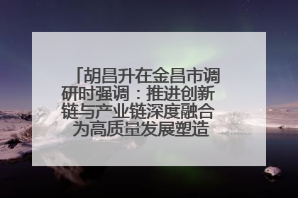 胡昌升在金昌市调研时强调：推进创新链与产业链深度融合 为高质量发展塑造新动能新优势
