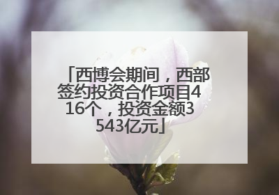 西博会期间，西部签约投资合作项目416个，投资金额3543亿元
