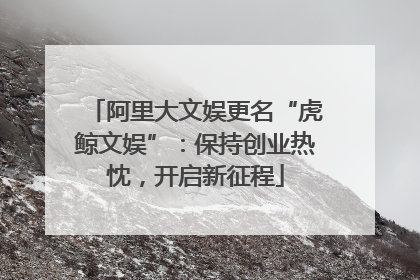 阿里大文娱更名“虎鲸文娱”：保持创业热忱，开启新征程