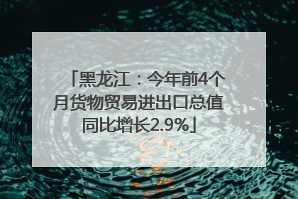 黑龙江：今年前4个月货物贸易进出口总值同比增长2.9%