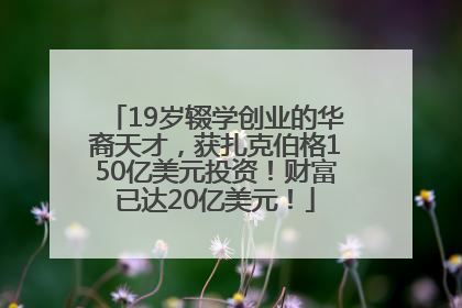 19岁辍学创业的华裔天才，获扎克伯格150亿美元投资！财富已达20亿美元！