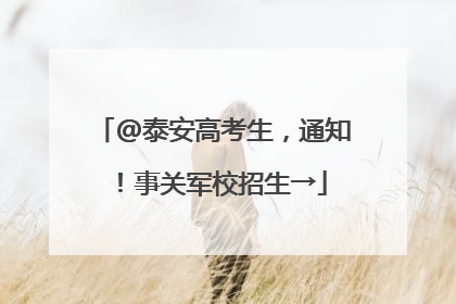 @泰安高考生，通知！事关军校招生→